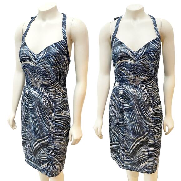 Alberto Makali Geometric Abstract Sheath Dress with Beading Sz 6 - Picture 1 of 9